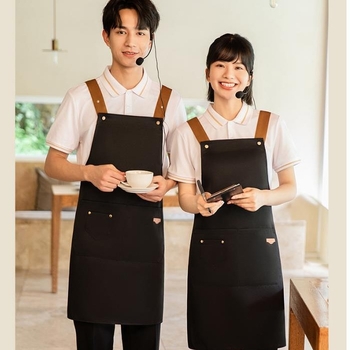 Nepremokavá bezrukávová zástera pre catering, hotely a kaviarne, s nastaviteľným krkom a ramenným popruhom v tvare písmena H