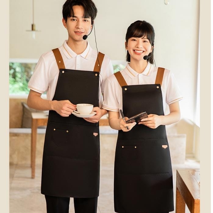 Nepremokavá bezrukávová zástera pre catering, hotely a kaviarne, s nastaviteľným krkom a ramenným popruhom v tvare písmena H