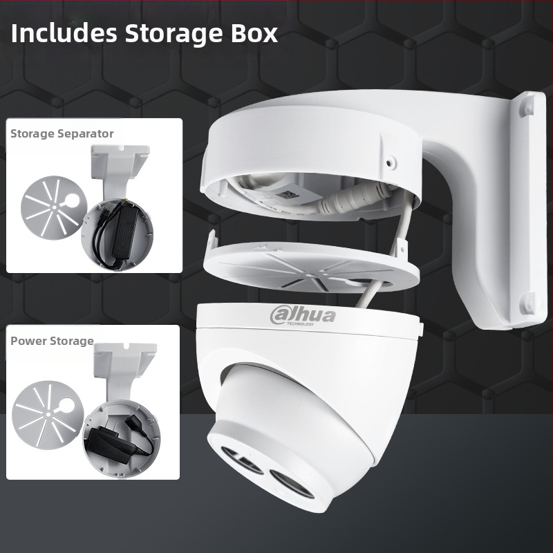 Iekštelpu kupolkameras turētājs ar iebūvētu kabelu kastīti, plastmasas