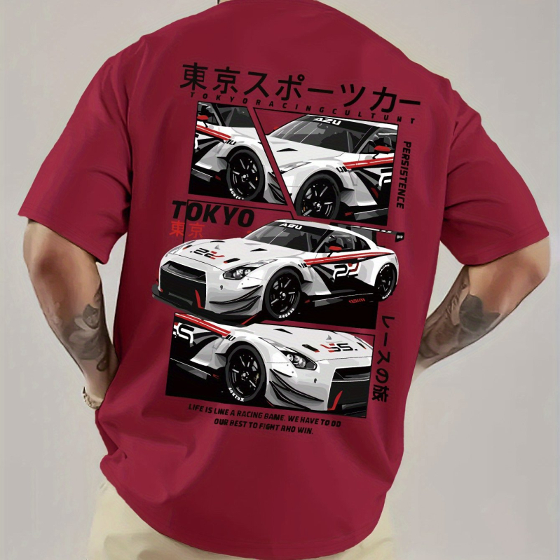 Muška Tokyo Racing grafička majica - japanski retro stil, okrugli izrez, kratki rukav, pamuk 96%+