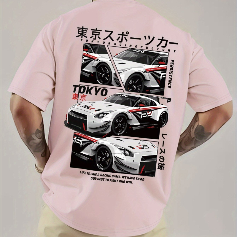 Muška Tokyo Racing grafička majica - japanski retro stil, okrugli izrez, kratki rukav, pamuk 96%+