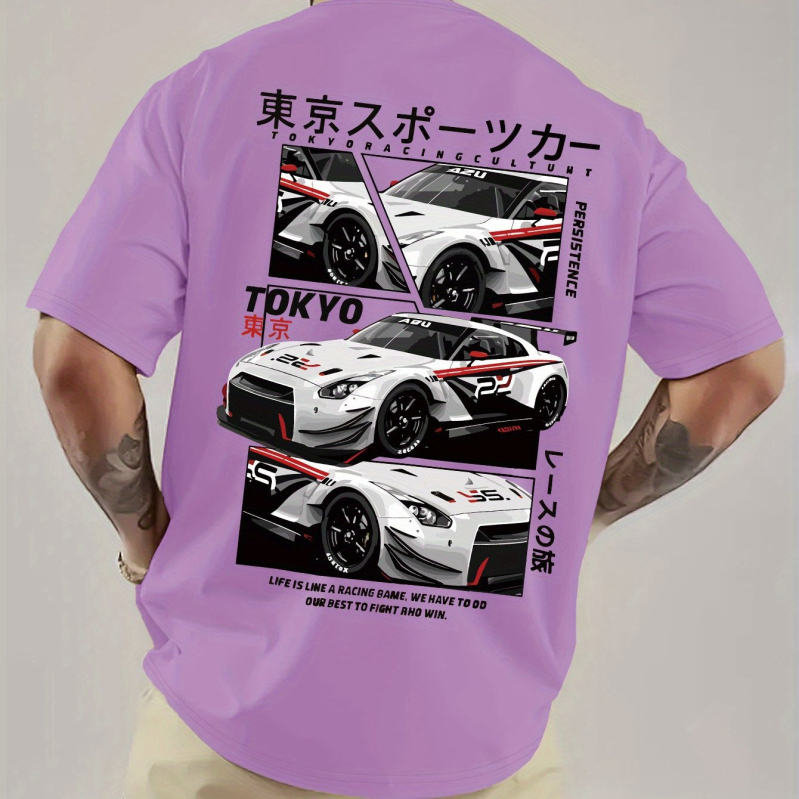 Muška Tokyo Racing grafička majica - japanski retro stil, okrugli izrez, kratki rukav, pamuk 96%+