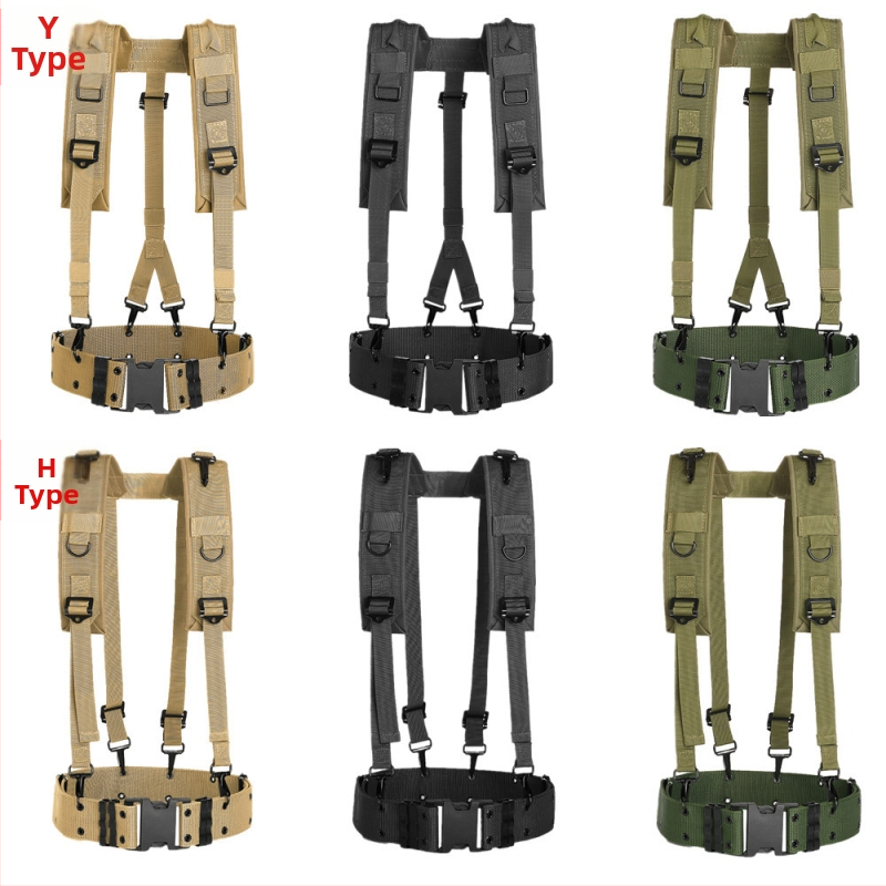 Y-tvarovaný taktický popruh na vonkajšie použitie – nylonový pás, plastová spona, pracka, šírka nad 4 cm, ručné pletenie