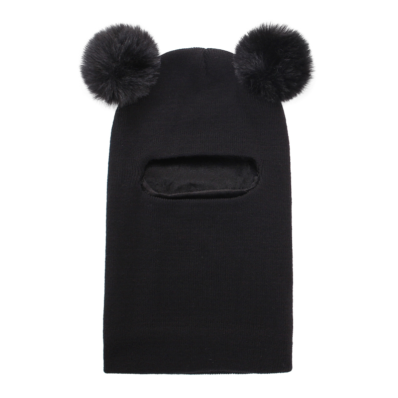 Pletená detská čiapka s ochranou uší a kapucňou, zimná akryl, s pom-pom, pre deti od 6 mesiacov do 6 rokov