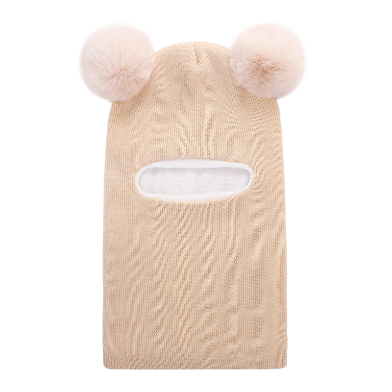 Pletená detská čiapka s ochranou uší a kapucňou, zimná akryl, s pom-pom, pre deti od 6 mesiacov do 6 rokov