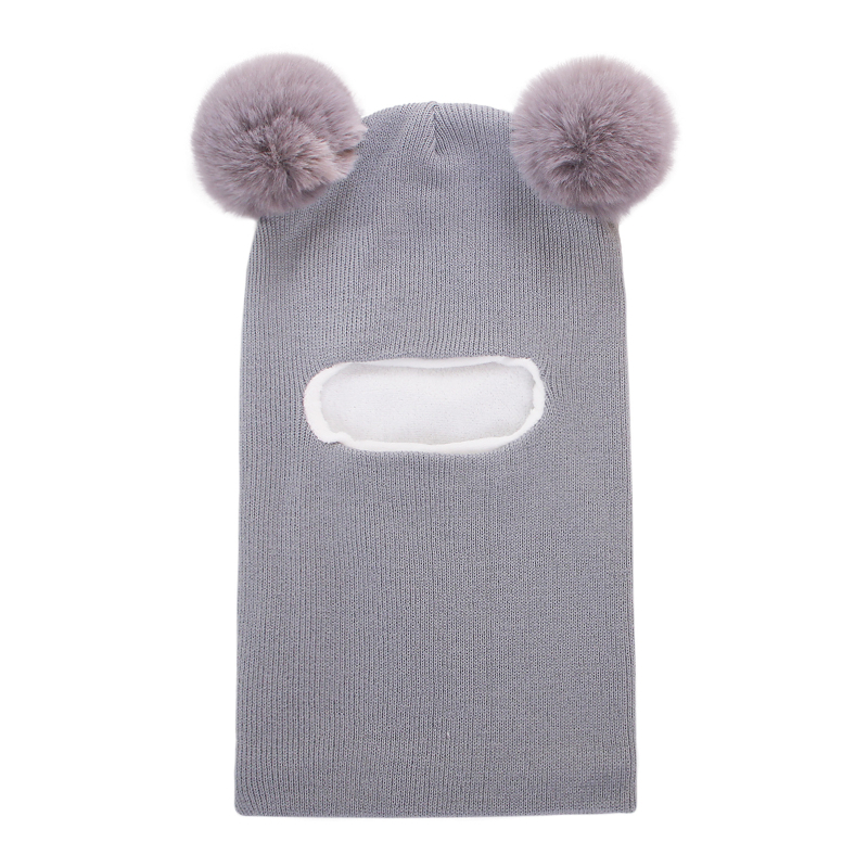 Pletená detská čiapka s ochranou uší a kapucňou, zimná akryl, s pom-pom, pre deti od 6 mesiacov do 6 rokov