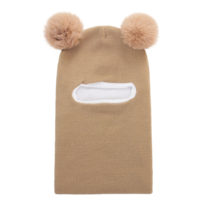 Pletená detská čiapka s ochranou uší a kapucňou, zimná akryl, s pom-pom, pre deti od 6 mesiacov do 6 rokov