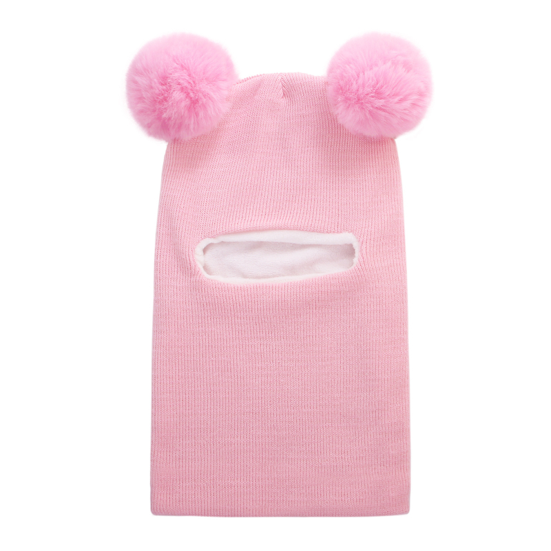 Pletená detská čiapka s ochranou uší a kapucňou, zimná akryl, s pom-pom, pre deti od 6 mesiacov do 6 rokov