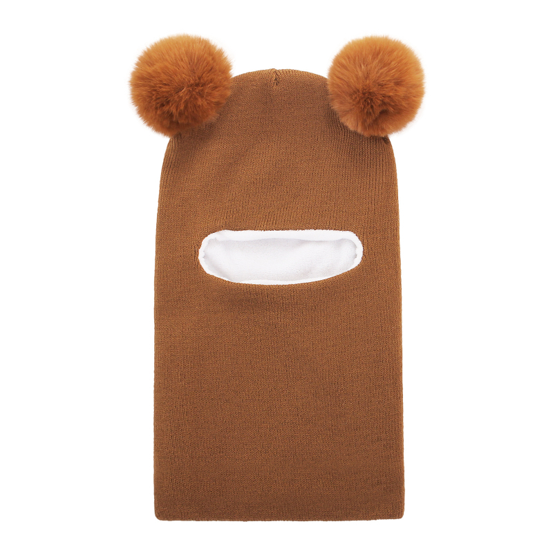 Pletená detská čiapka s ochranou uší a kapucňou, zimná akryl, s pom-pom, pre deti od 6 mesiacov do 6 rokov
