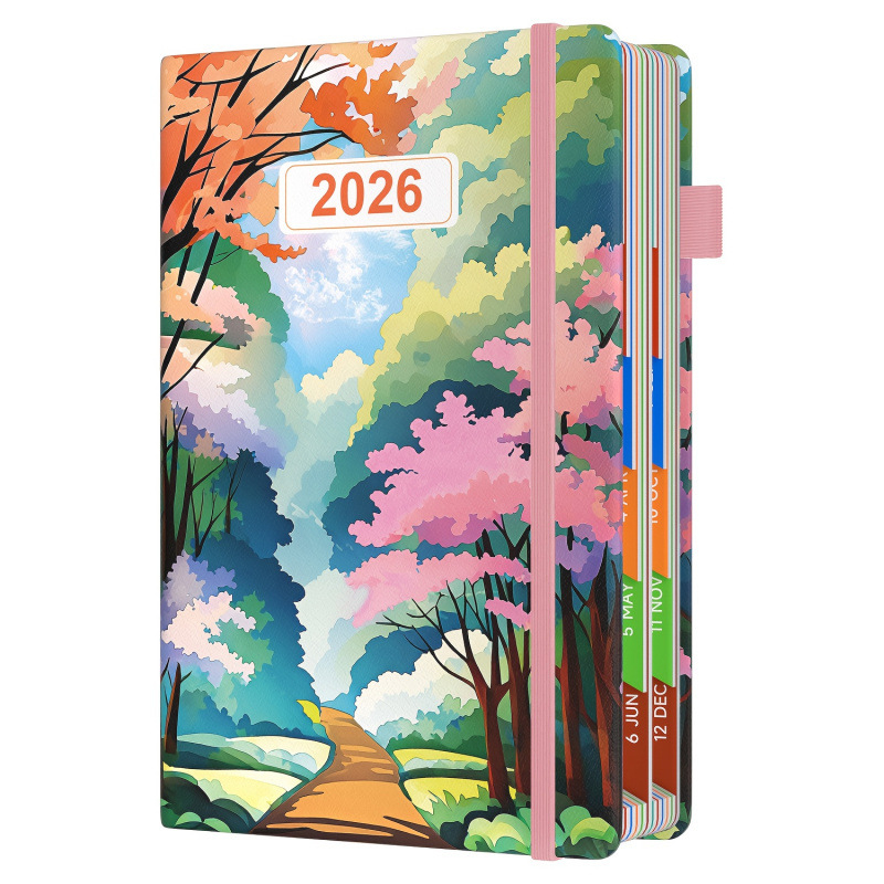 Elegantný kvetinový plánovač A5 poznámkový blok — prispôsobiteľný; Rok 2026; Materiály: Kraftpapier, PVC nálepka, zrkadlová nálepka; Číslo produktu jd601101378798178