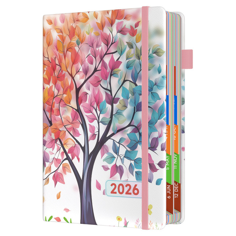 Elegantný kvetinový plánovač A5 poznámkový blok — prispôsobiteľný; Rok 2026; Materiály: Kraftpapier, PVC nálepka, zrkadlová nálepka; Číslo produktu jd601101378798178