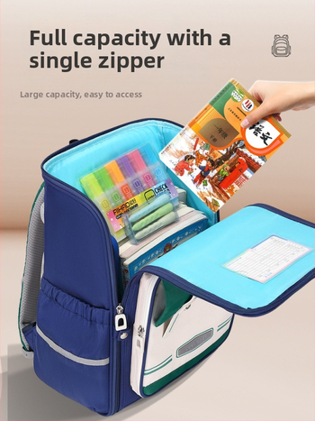 Unisex mokyklinė kuprinė 1–6 klasei, kvėpuojanti, itin lengva, išplėčiama, mažinanti apkrovą, atšvaitiniai elementai nakties saugumui; medžiaga: Oxford audinys; pamušalas: poliesteris; ergonomiška nugaros plokštė