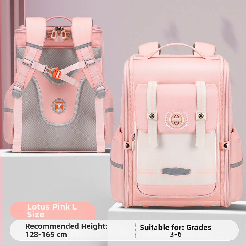 Unisex mokyklinė kuprinė 1–6 klasei, kvėpuojanti, itin lengva, išplėčiama, mažinanti apkrovą, atšvaitiniai elementai nakties saugumui; medžiaga: Oxford audinys; pamušalas: poliesteris; ergonomiška nugaros plokštė