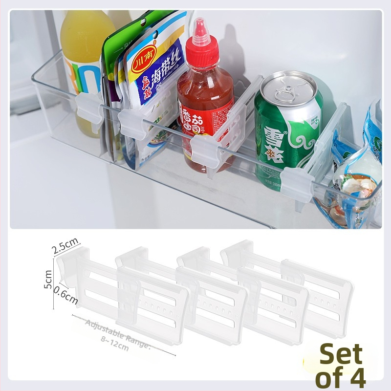 Delič chladničky – bočné dvere, zvislý delič, nastaviteľný plastový panel, modulárna konfigurácia