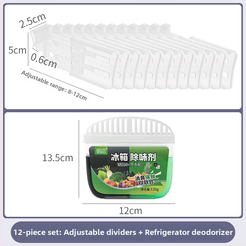 Delič chladničky – bočné dvere, zvislý delič, nastaviteľný plastový panel, modulárna konfigurácia