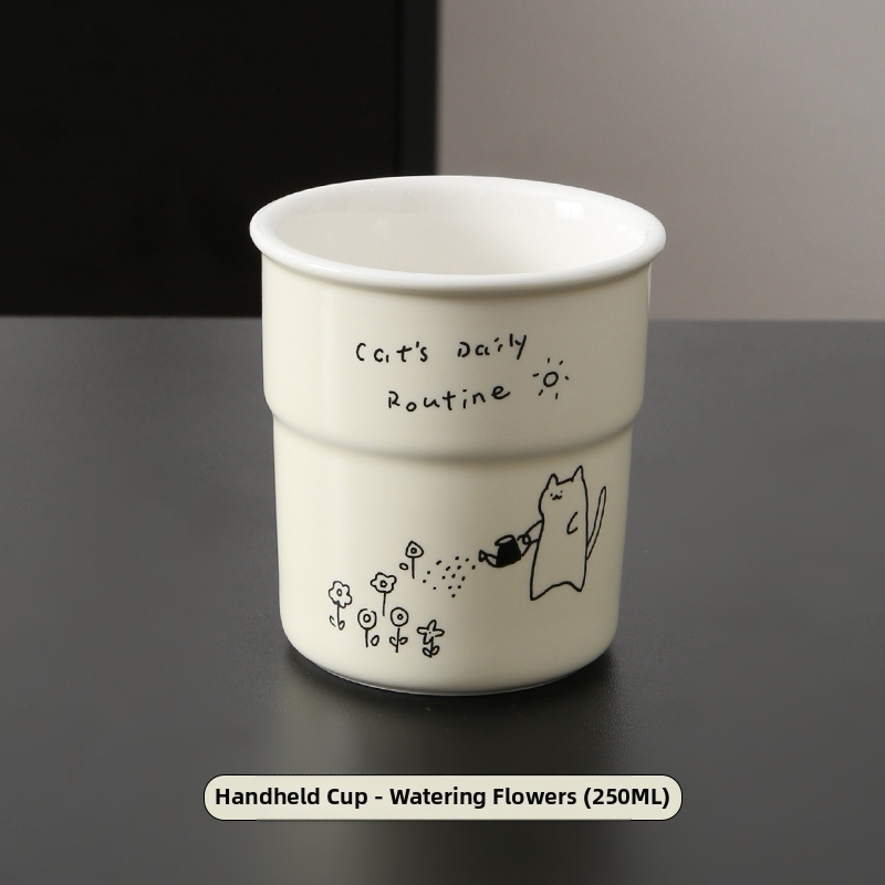 Kitten séria keramická šálka na kávu s viečkom, japonský štýl, jednoduchý štýl