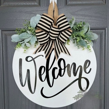 Drevená vstupná tabuľka s nápisom Vitajte (Materiál: Drevo; Spracovanie: Iné; Darček: Áno; IP schválenie: Nie)