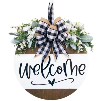 Drevená vstupná tabuľka s nápisom Vitajte (Materiál: Drevo; Spracovanie: Iné; Darček: Áno; IP schválenie: Nie)