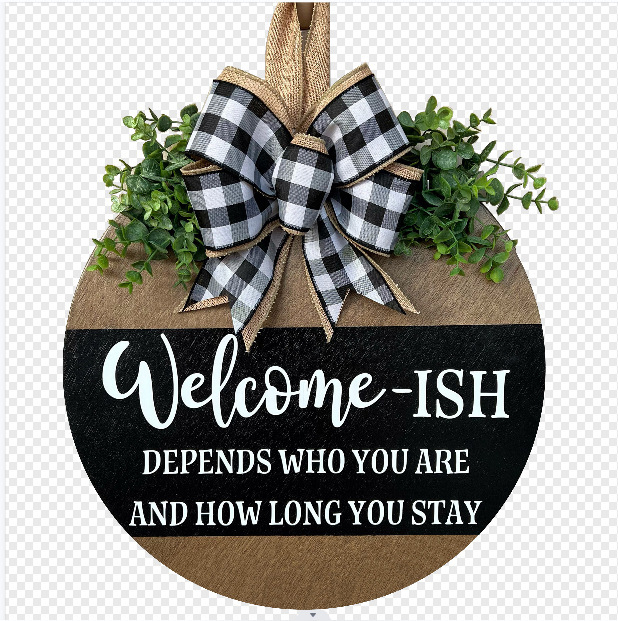 Drevená vstupná tabuľka s nápisom Vitajte (Materiál: Drevo; Spracovanie: Iné; Darček: Áno; IP schválenie: Nie)