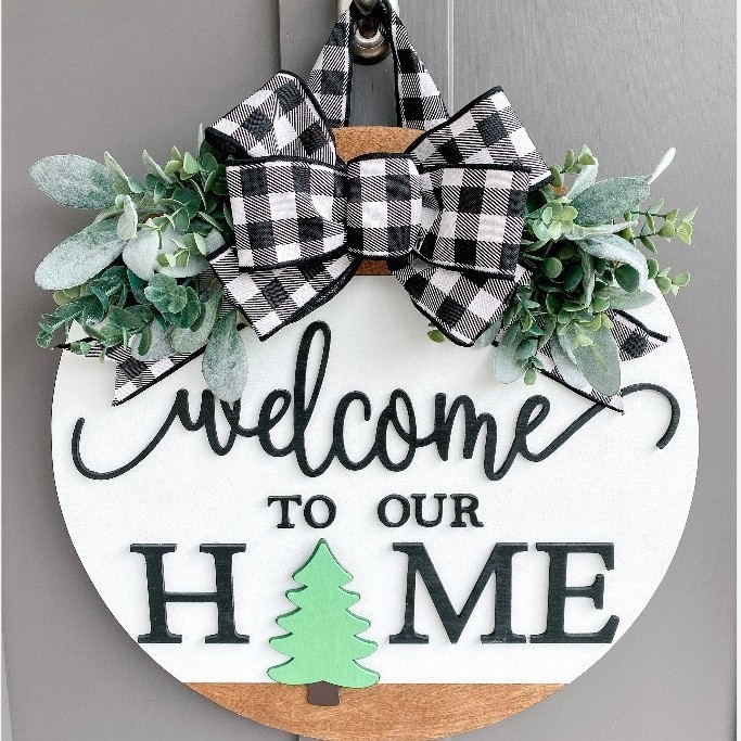 Drevená vstupná tabuľka s nápisom Vitajte (Materiál: Drevo; Spracovanie: Iné; Darček: Áno; IP schválenie: Nie)