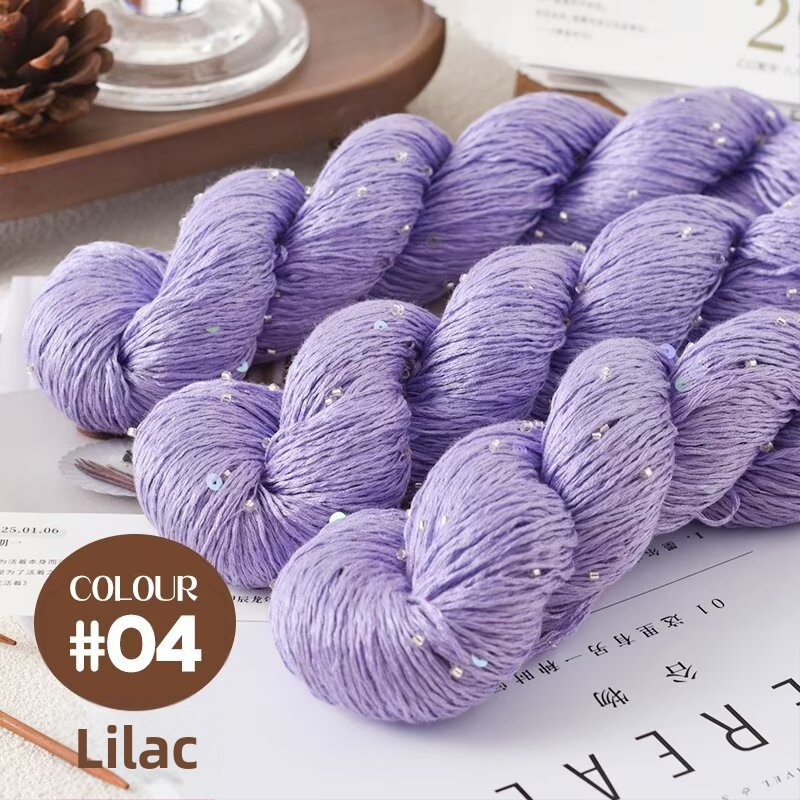 Tencel saténová priadza s korálkami a flitrami na pletenie a DIY tkanie