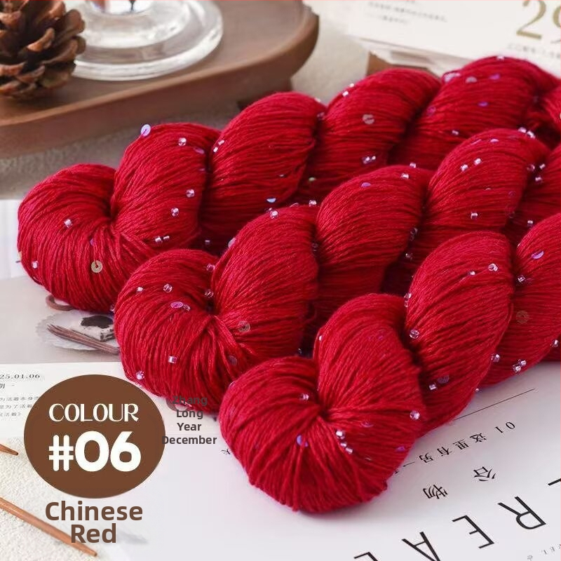 Tencel saténová priadza s korálkami a flitrami na pletenie a DIY tkanie