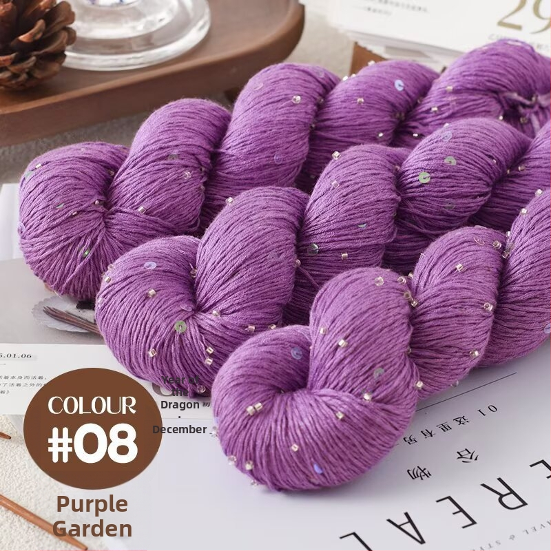 Tencel saténová priadza s korálkami a flitrami na pletenie a DIY tkanie