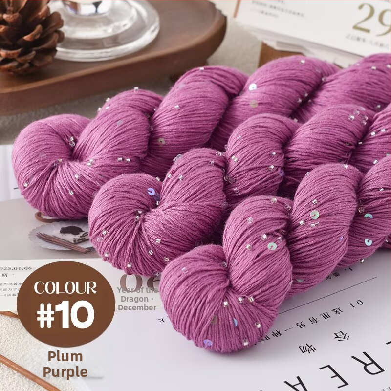 Tencel saténová priadza s korálkami a flitrami na pletenie a DIY tkanie