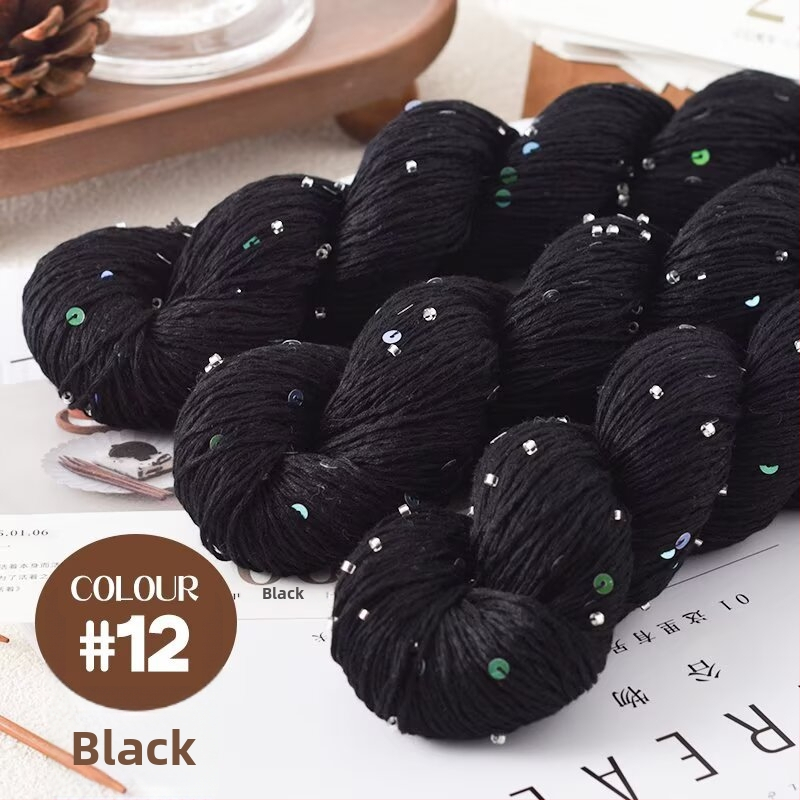 Tencel saténová priadza s korálkami a flitrami na pletenie a DIY tkanie