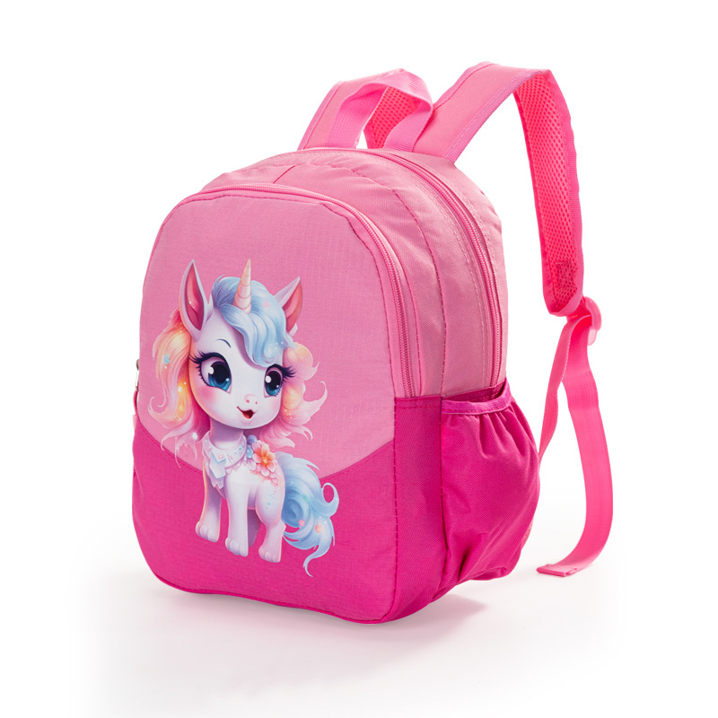 Vaikų kuprinė su vienaragio motyvu, Oxford audinys, kvėpuojanti, lengva, pečių dirželiai su oro pagalve