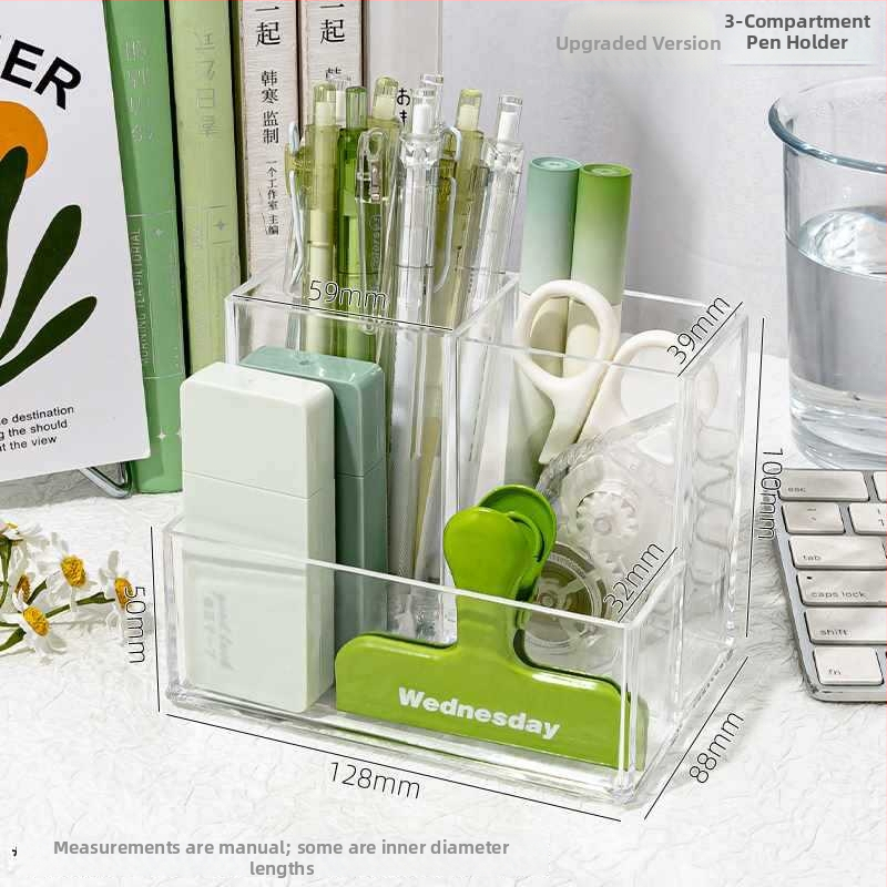 Priehľadný akrylový držiak na perá s veľkou kapacitou — organizér na písacie potreby na detskom stole, darček pre spolužiaka, Vianoce