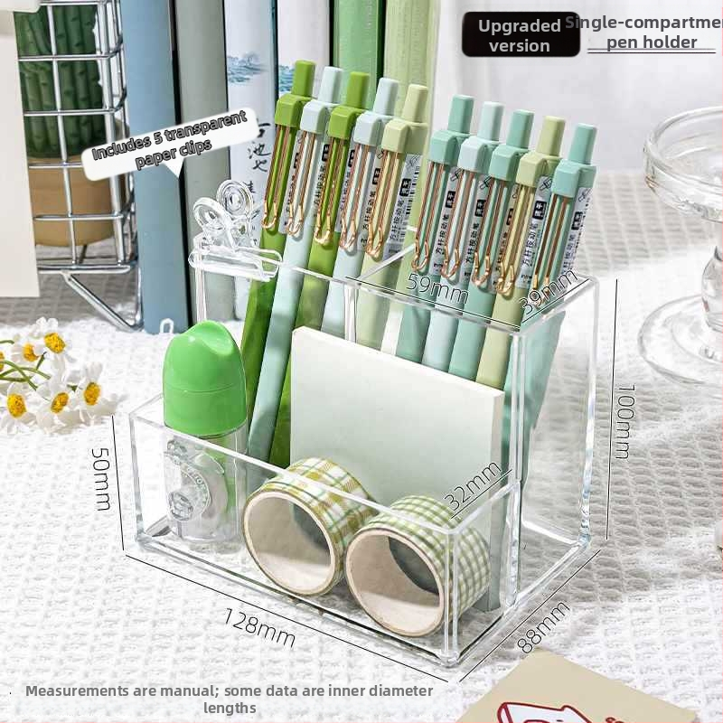 Priehľadný akrylový držiak na perá s veľkou kapacitou — organizér na písacie potreby na detskom stole, darček pre spolužiaka, Vianoce