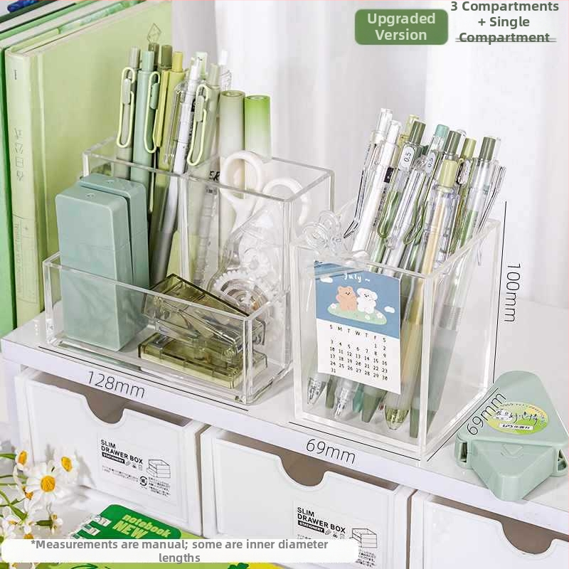 Priehľadný akrylový držiak na perá s veľkou kapacitou — organizér na písacie potreby na detskom stole, darček pre spolužiaka, Vianoce