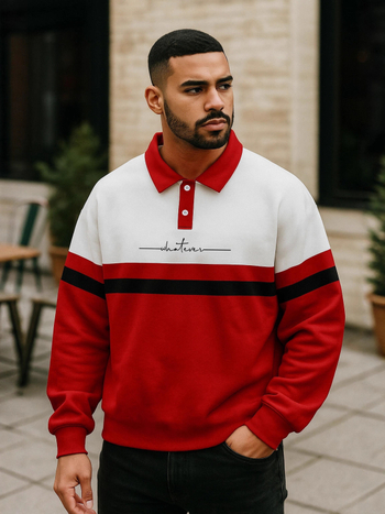 Muška dukserica s 3D digitalnim printom, ovratnik spušten, dugi rukav, 96% poliester, prilagođeni kroj