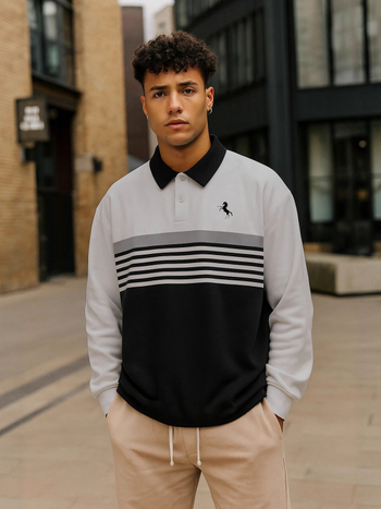 Muška dukserica s 3D digitalnim printom, ovratnik spušten, dugi rukav, 96% poliester, prilagođeni kroj