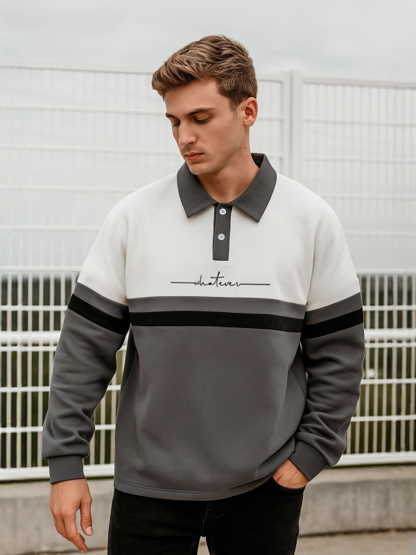 Muška dukserica s 3D digitalnim printom, ovratnik spušten, dugi rukav, 96% poliester, prilagođeni kroj