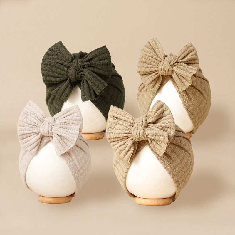 Dječja kapa beanie s vaflnom uzorkom i mašnicom - ručno izrađena, otisnuti logotip, serija Princeza