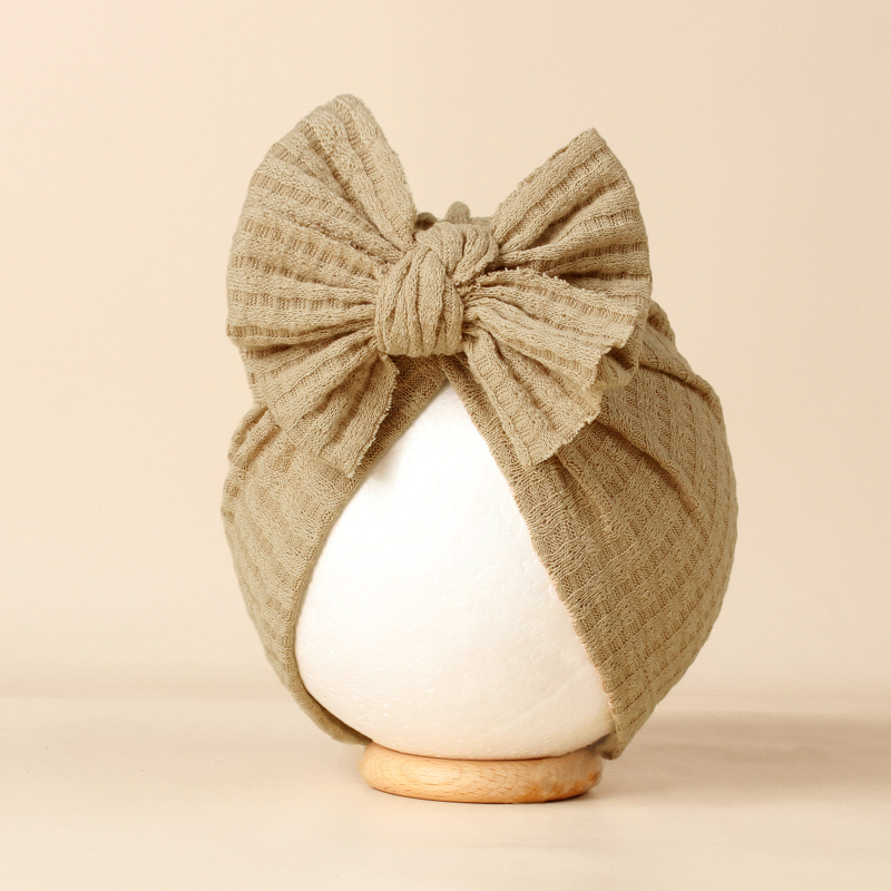 Dječja kapa beanie s vaflnom uzorkom i mašnicom - ručno izrađena, otisnuti logotip, serija Princeza