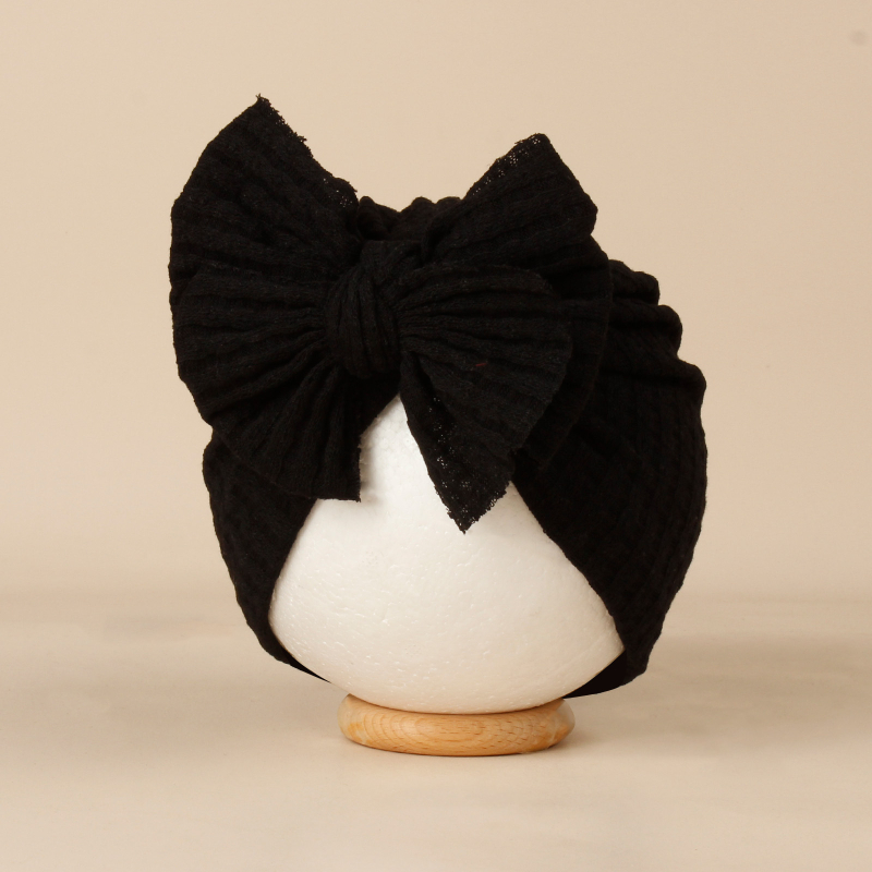 Dječja kapa beanie s vaflnom uzorkom i mašnicom - ručno izrađena, otisnuti logotip, serija Princeza