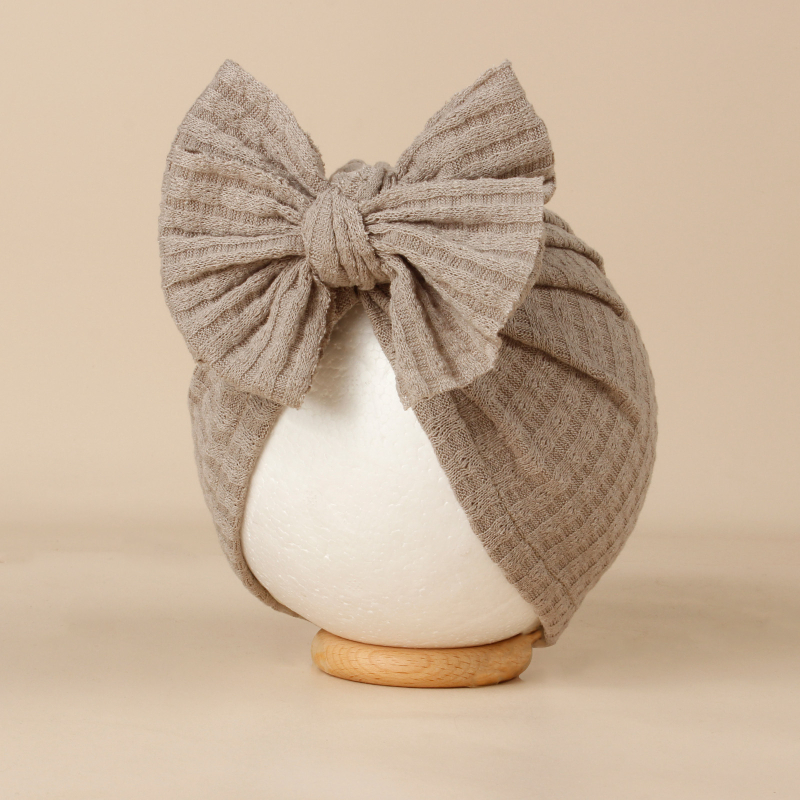 Dječja kapa beanie s vaflnom uzorkom i mašnicom - ručno izrađena, otisnuti logotip, serija Princeza