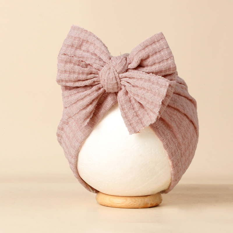 Dječja kapa beanie s vaflnom uzorkom i mašnicom - ručno izrađena, otisnuti logotip, serija Princeza