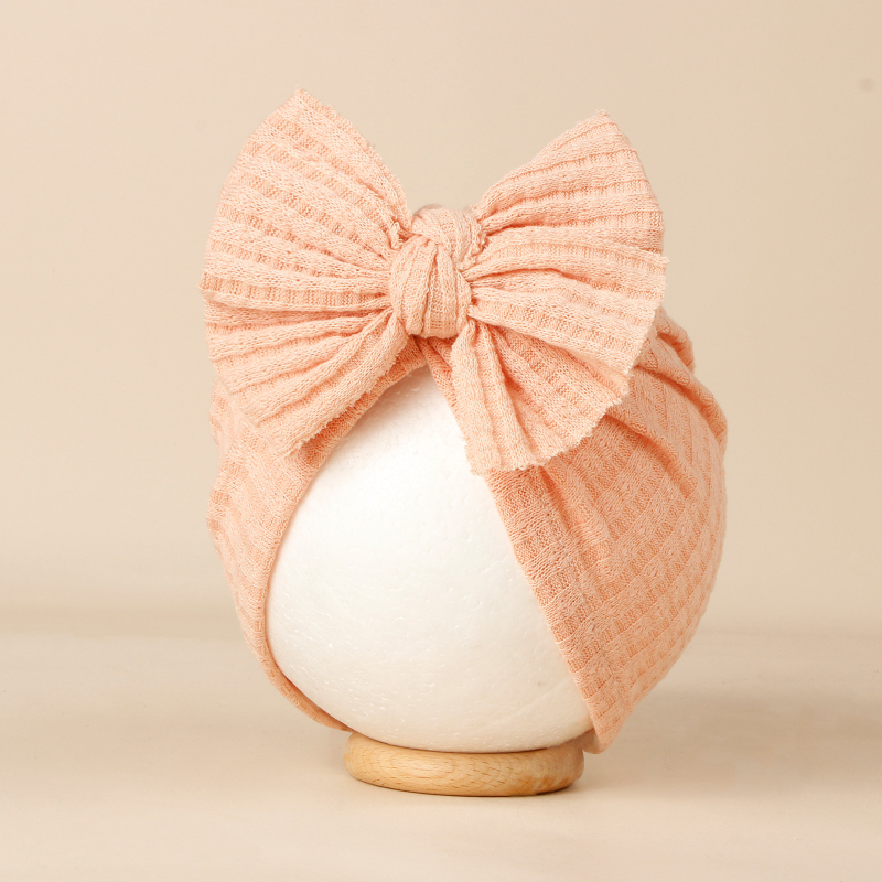 Dječja kapa beanie s vaflnom uzorkom i mašnicom - ručno izrađena, otisnuti logotip, serija Princeza