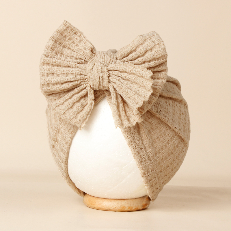 Dječja kapa beanie s vaflnom uzorkom i mašnicom - ručno izrađena, otisnuti logotip, serija Princeza