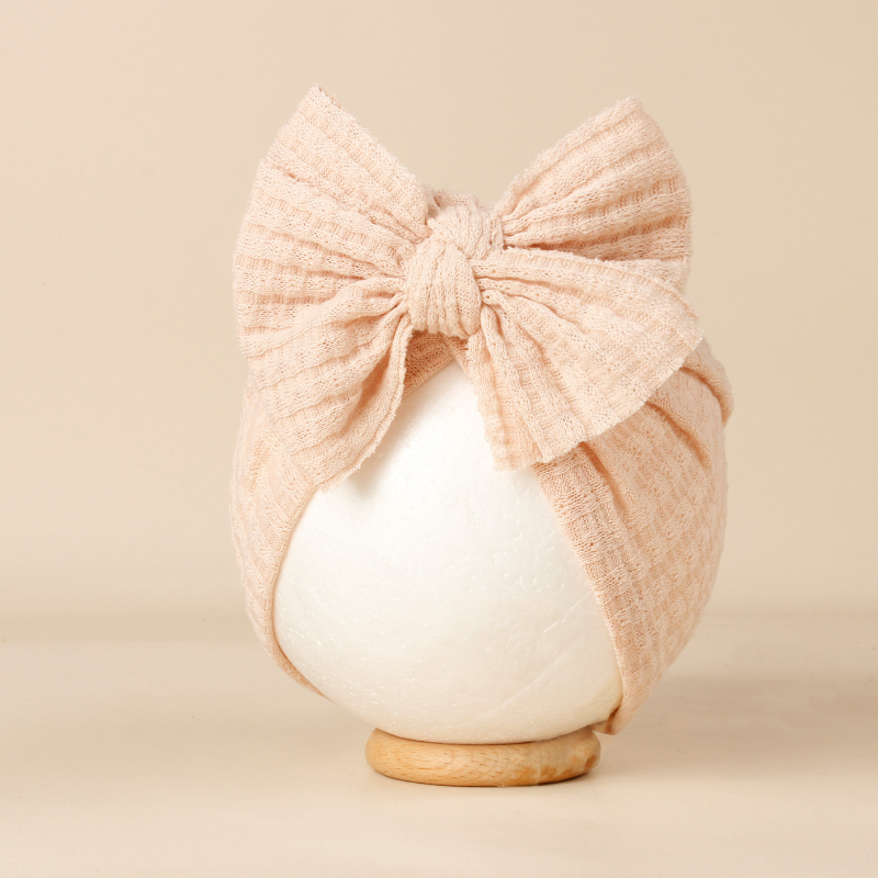 Dječja kapa beanie s vaflnom uzorkom i mašnicom - ručno izrađena, otisnuti logotip, serija Princeza