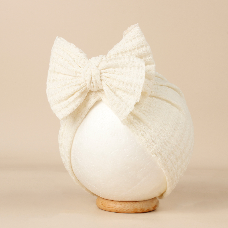 Dječja kapa beanie s vaflnom uzorkom i mašnicom - ručno izrađena, otisnuti logotip, serija Princeza