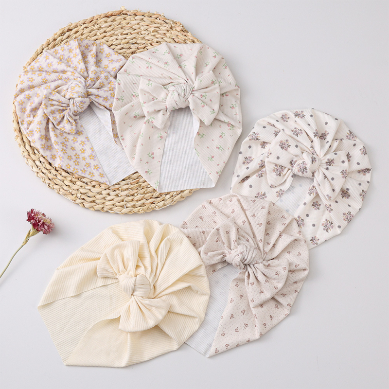 Detská čiapka Beanie z jacquardového polyesteru (96%+), pruhovaný vzor, bez okraje, ochrana proti slnku