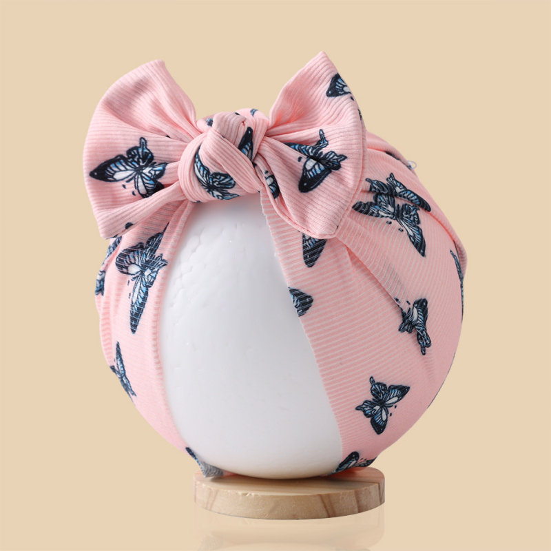 Detská čiapka Beanie z jacquardového polyesteru (96%+), pruhovaný vzor, bez okraje, ochrana proti slnku