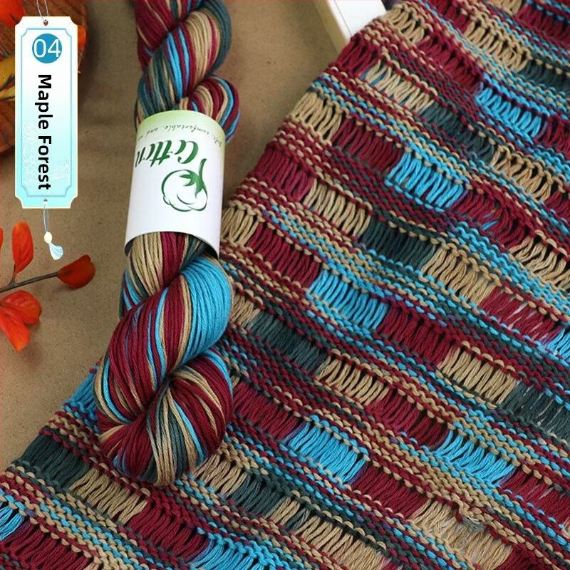 Priadza na DIY pletenie: 100% bavlna, ručne farbená priadza, segmentovo farbená, vhodná pre detský sveter a šál