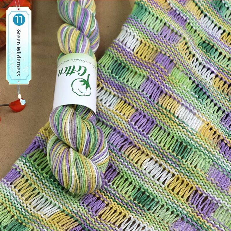 Priadza na DIY pletenie: 100% bavlna, ručne farbená priadza, segmentovo farbená, vhodná pre detský sveter a šál