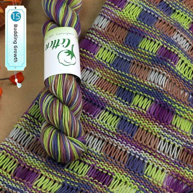 Priadza na DIY pletenie: 100% bavlna, ručne farbená priadza, segmentovo farbená, vhodná pre detský sveter a šál